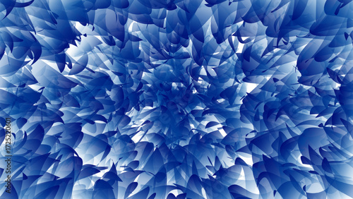 Abstract blue and white textured background with sharp crystalline formations and dynamic light effects