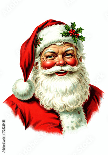 Classic Retro Portrait of a Cheerful and Smiling Santa Claus


