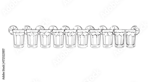 Vector art of shots with lemon slices