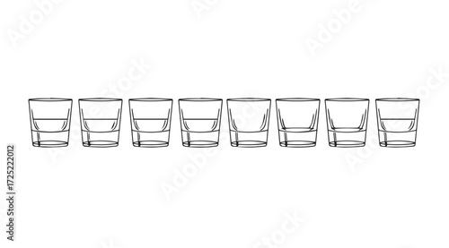Vector art of shot glasses in a row