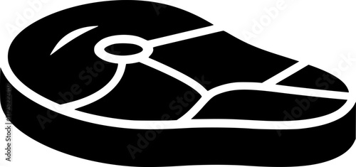 a black and white illustration of a steak, minimalist style, vector graphic