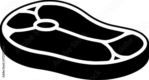 a black and white illustration of a steak, minimalist style, vector graphic