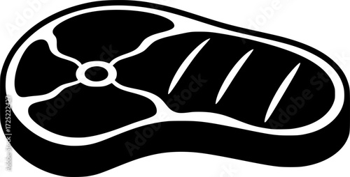 a black and white illustration of a steak, minimalist style, vector graphic