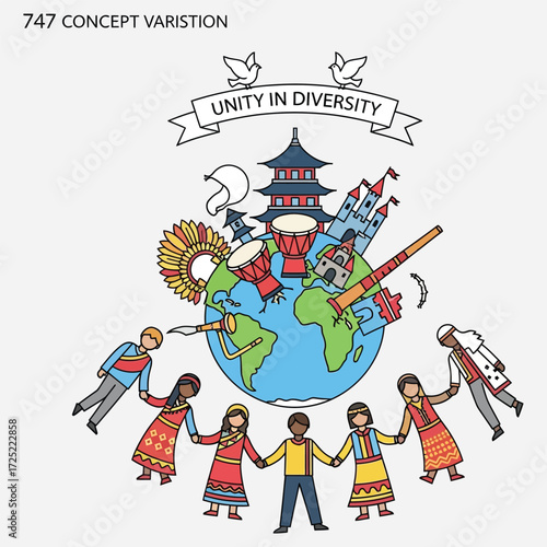 Unity in Diversity Cultural Harmony Around the World Illustration