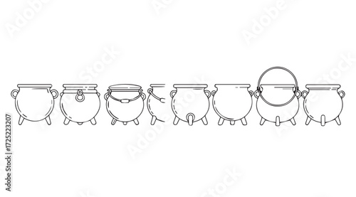 Vector art of cauldrons isolated on white
