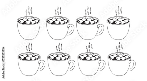 Vector art of cocoa mugs on white