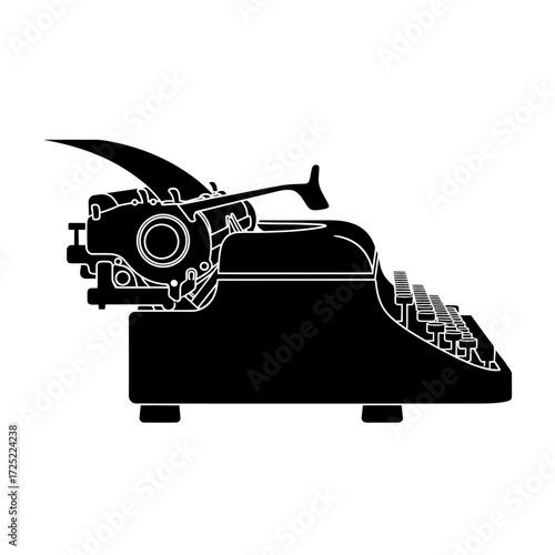 Classic black typewriter illustration evokes vintage writing, perfect for blogs, creative projects, or adding a retro touch to your branding now