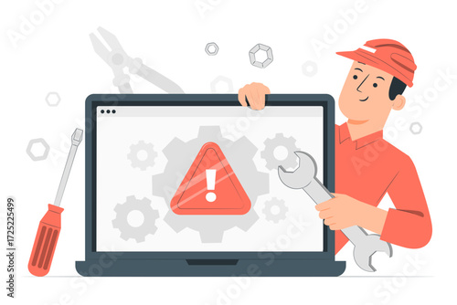 Computer troubleshooting Semi Flat Illustrations
