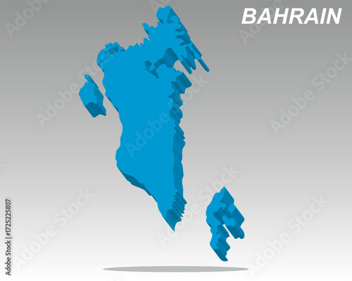 3D vector map of Bahrain with a modern blue aesthetic, perfect for data, infographics, and global geography projects
