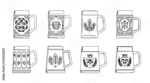 Vector art of set of beer mugs