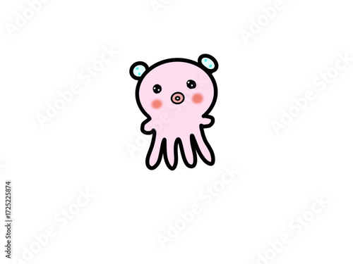 タコ宇宙人　ピンク　ゆるキャラ　かわいいイラスト