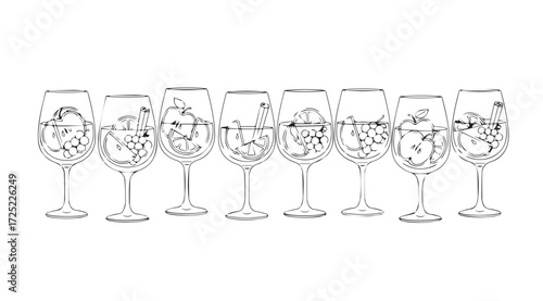 Vector art of set of wine glasses