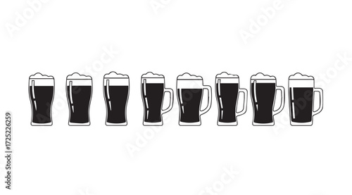 Vector art of beer mugs isolated
