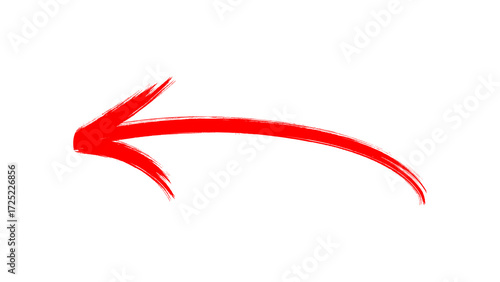 Hand-drawn red arrow icon brush stroke, red arrow marker is isolated on a transparent background. Hand-drawn red arrow icon.
