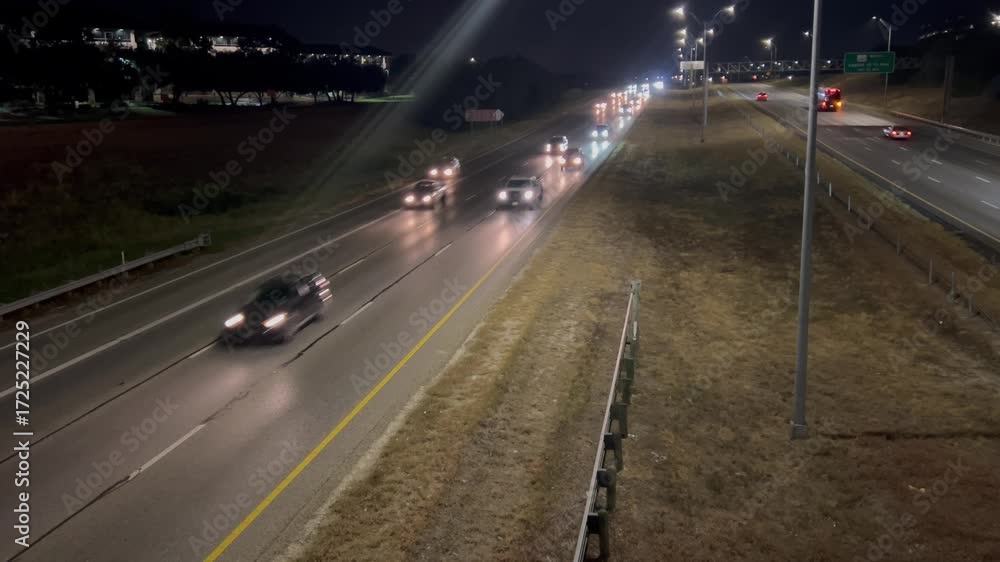 Traffic at night from a bridge 