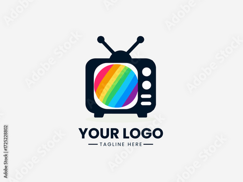 Modern human brain vector logo with connecting dots and light bulb for creative marketing agency branding