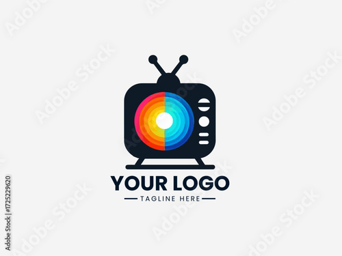 Modern human brain vector logo with connecting dots and light bulb for creative marketing agency branding