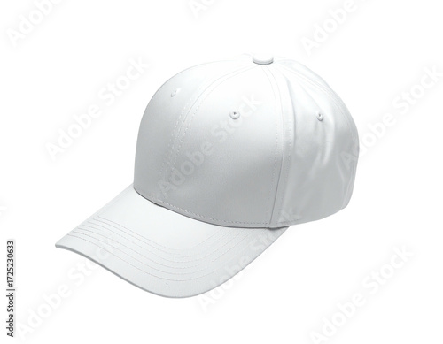 White baseball cap, angled view, simple design
