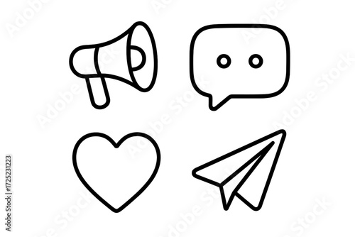 Symbols of communication expressing connection and interaction in a simple and clear design