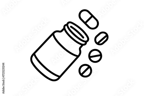 Pills spilling out of an open bottle on a clean surface in a well-lit room