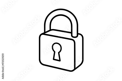 Simple outline of a padlock representing security and protection for various contexts and uses