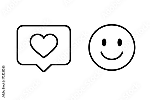 Simple icons representing love and happiness in a minimalist design