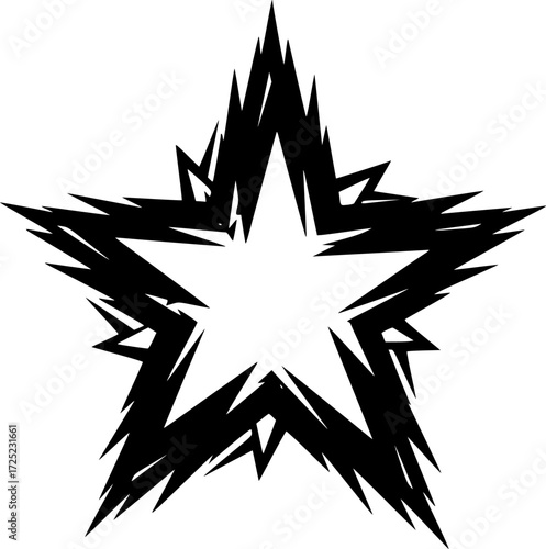 white background, a black jagged star burst shape
