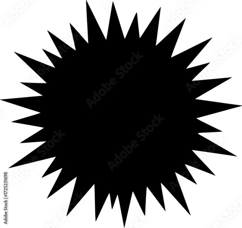 white background, a black jagged star burst shape
