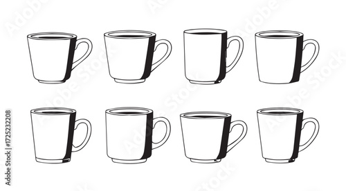 Vector art of mugs isolated on white