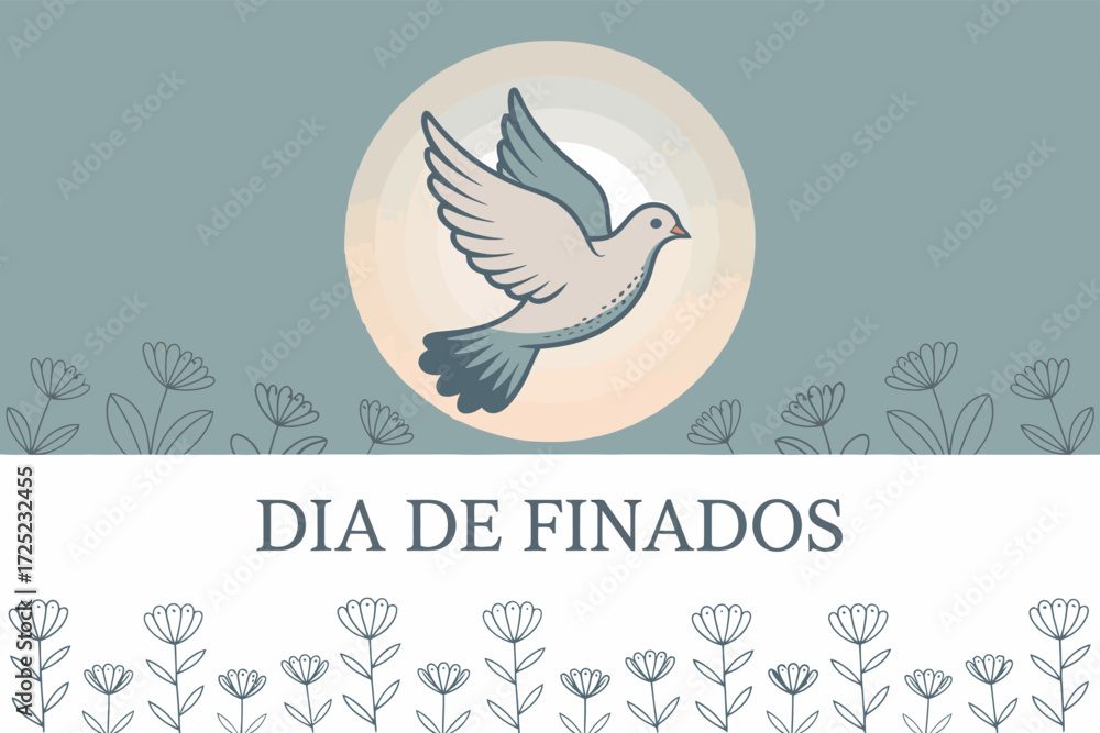 Obraz premium Dia de Finados Dove Peace Symbol Memorial Illustration