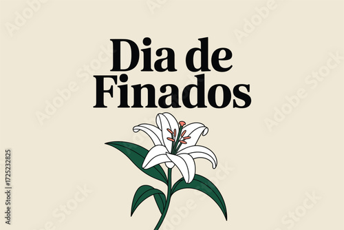 Dia de Finados with White Lily Flower Illustration