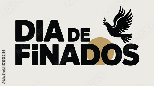 Dia de Finados Dove and Olive Branch Memorial Illustration