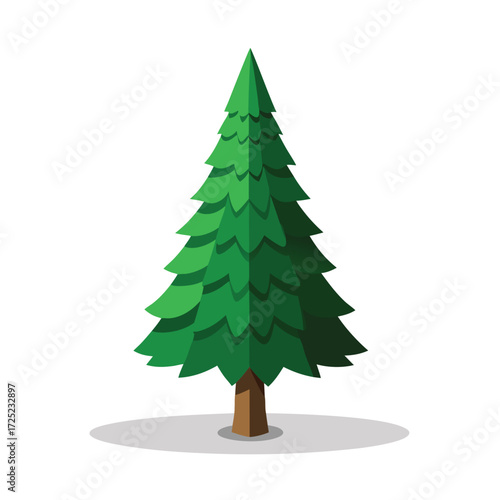 Simple bare Christmas tree vector with no decorations, representing a minimalist holiday look, natural wood, and simple festive season design.