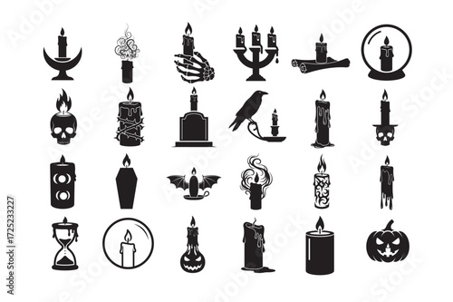 24 bundle  Candle silhouette  vector for Halloween.