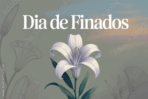 Dia de Finados with White Lily Flower Illustration