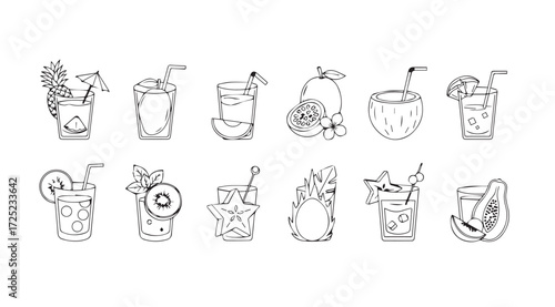 Vector art of tropical drinks