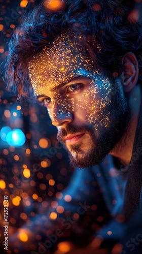 Cosmic Man: A Portrait of Futuristic Radiance