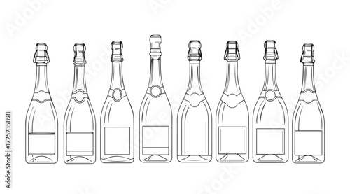 Vector art of champagne bottles