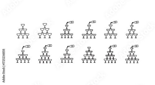 Vector art of champagne tower on white