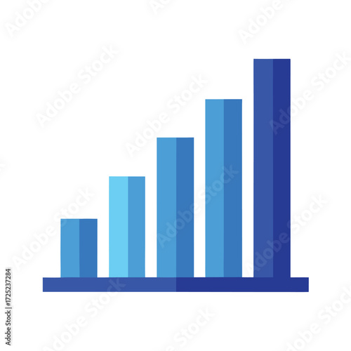 Vector icon of a bar graph with ascending bars, showing upward progress, financial growth, business improvement, data analysis, and success easily.
