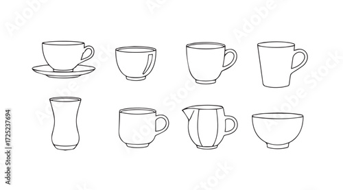 Vector art of cups isolated on white