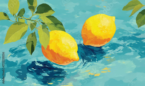 lemon in water sunny bright vector art illustration wallpaper