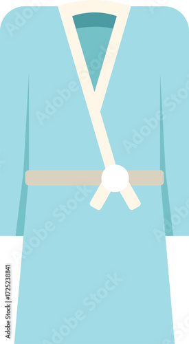 Light blue bathrobe with belt, for hotel and spa relaxing
