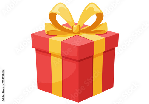 Vibrant red gift box with golden bow, perfect for celebration
