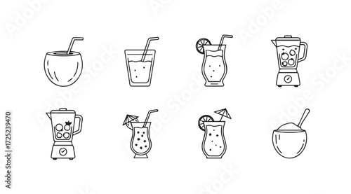 Vector art of tropical drink collection
