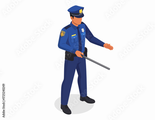 Isometric Policeman Illustration Law Enforcement and Security