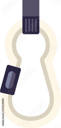 Illustration featuring a carabiner, a specialized type of shackle used for connecting components of climbing systems