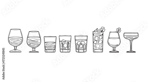 Vector art of cocktail glasses isolated