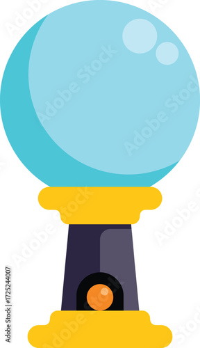 Gumball machine waiting to dispense colorful candy, with a glass globe on top