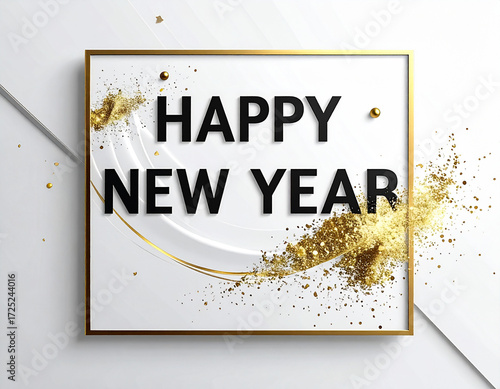 Firefly minimalist Happy New Year card design with modern black typography Generative AI